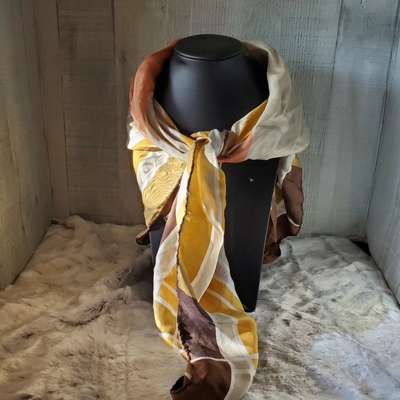 Echo Scarves Set of 2 Blue Beaded Square and Autumn Colors Square - Picture 3 of 7